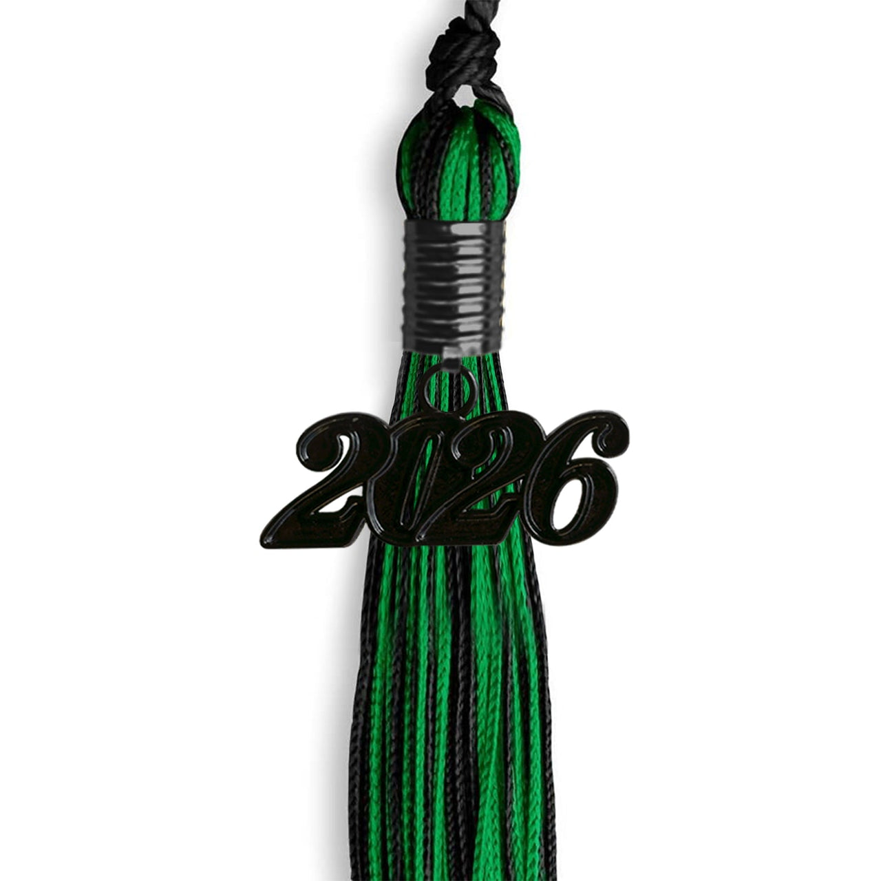 Black/Green Mixed Color Graduation Tassel with Black Date Drop - Endea Graduation