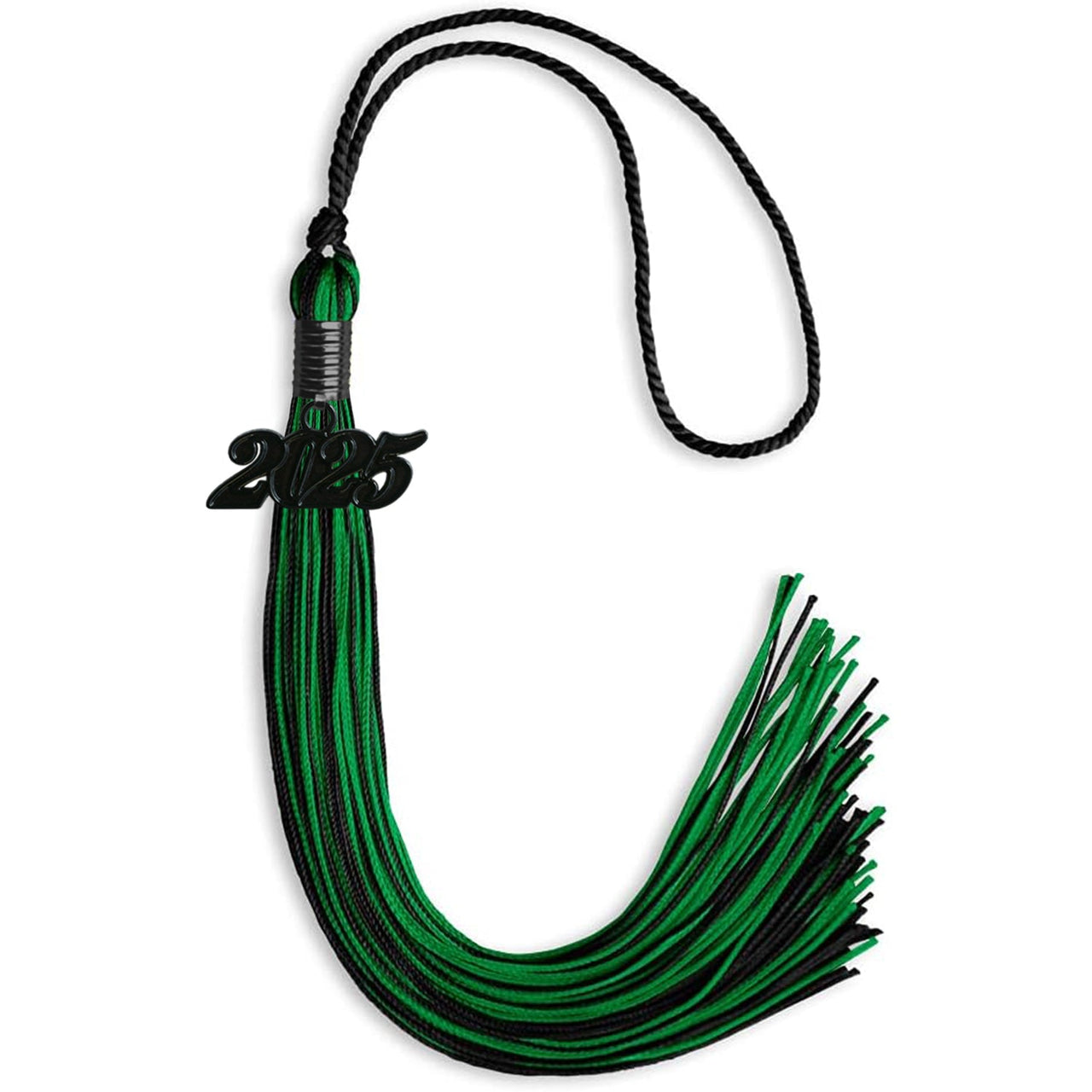 Black/Green Mixed Color Graduation Tassel with Black Date Drop - Endea Graduation