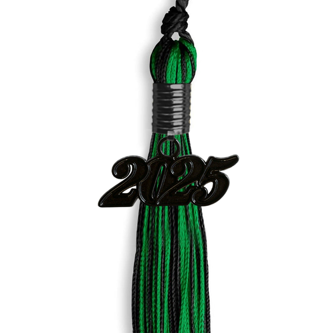 Black/Green Mixed Color Graduation Tassel with Black Date Drop - Endea Graduation