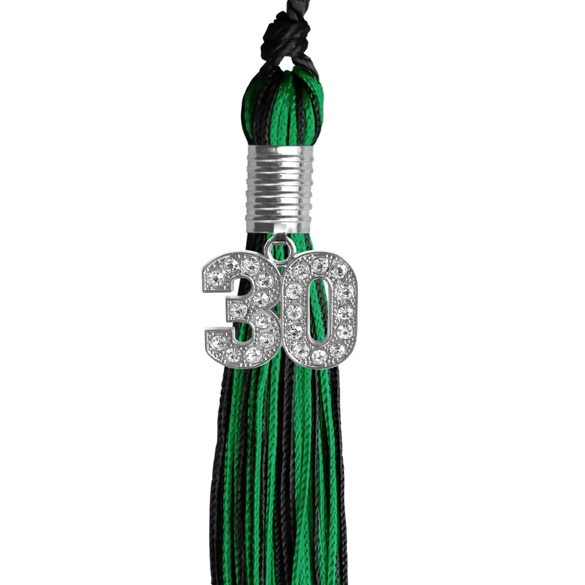 Black/Green Mixed Color Graduation Tassel with Silver Bling Charm - Endea Graduation