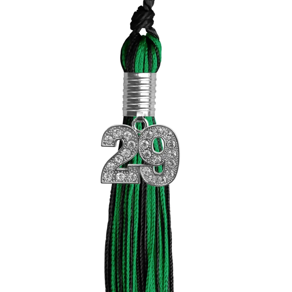 Black/Green Mixed Color Graduation Tassel with Silver Bling Charm - Endea Graduation