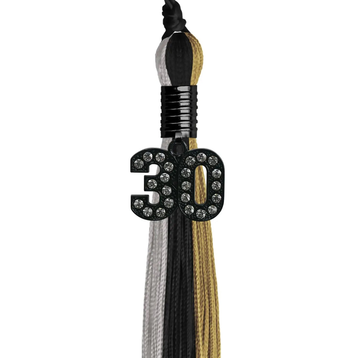 Black/Grey/Antique Gold Graduation Tassel with Black Bling Charm - Endea Graduation