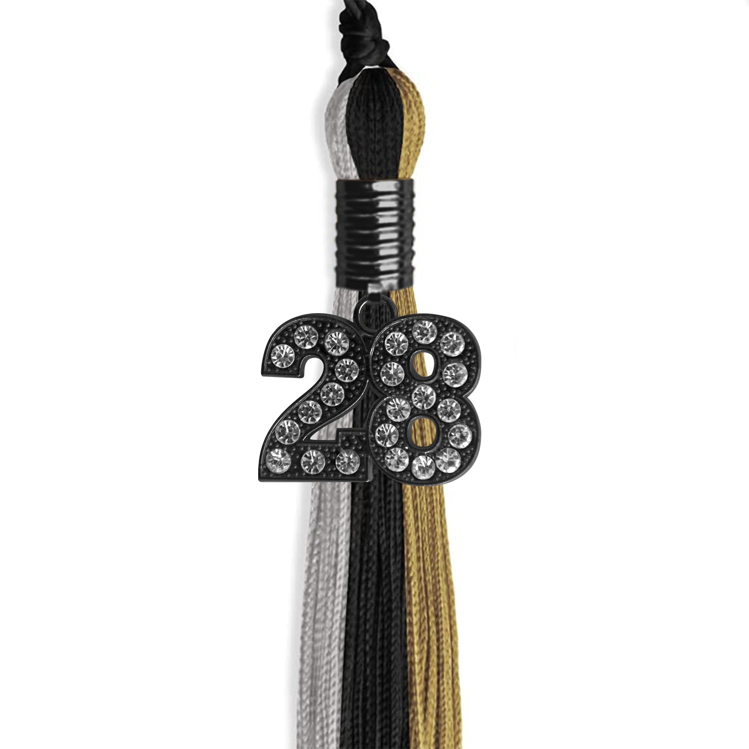 Black/Grey/Antique Gold Graduation Tassel with Black Date Drop - Endea Graduation