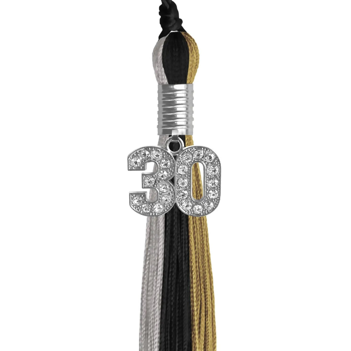 Black/Grey/Antique Gold Graduation Tassel with Silver Bling Charm - Endea Graduation