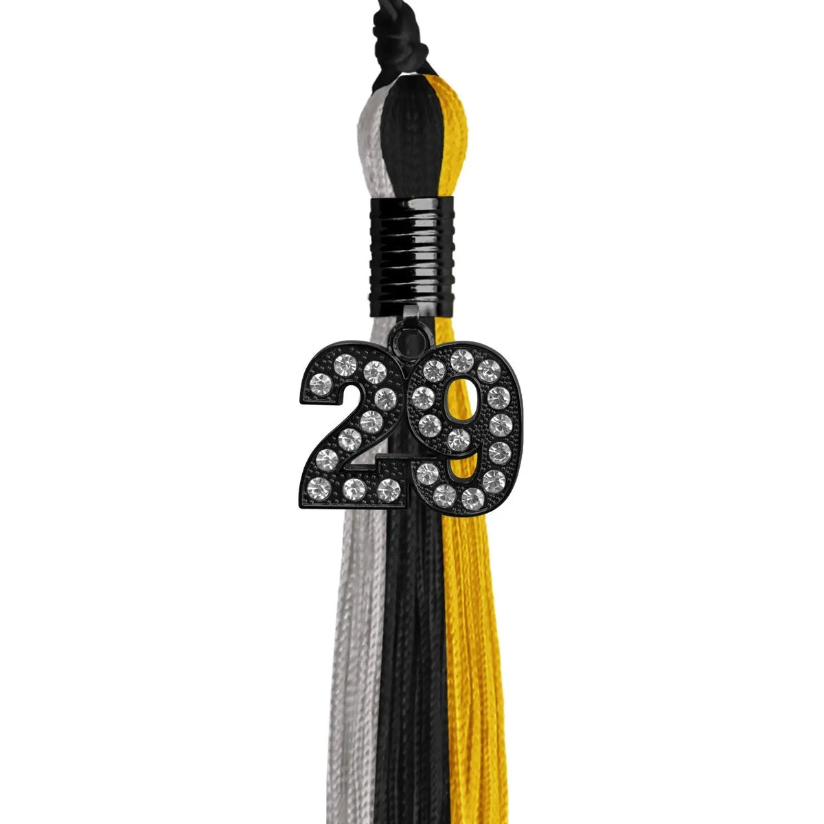 Black/Grey/Gold Graduation Tassel with Black Bling Charm - Endea Graduation