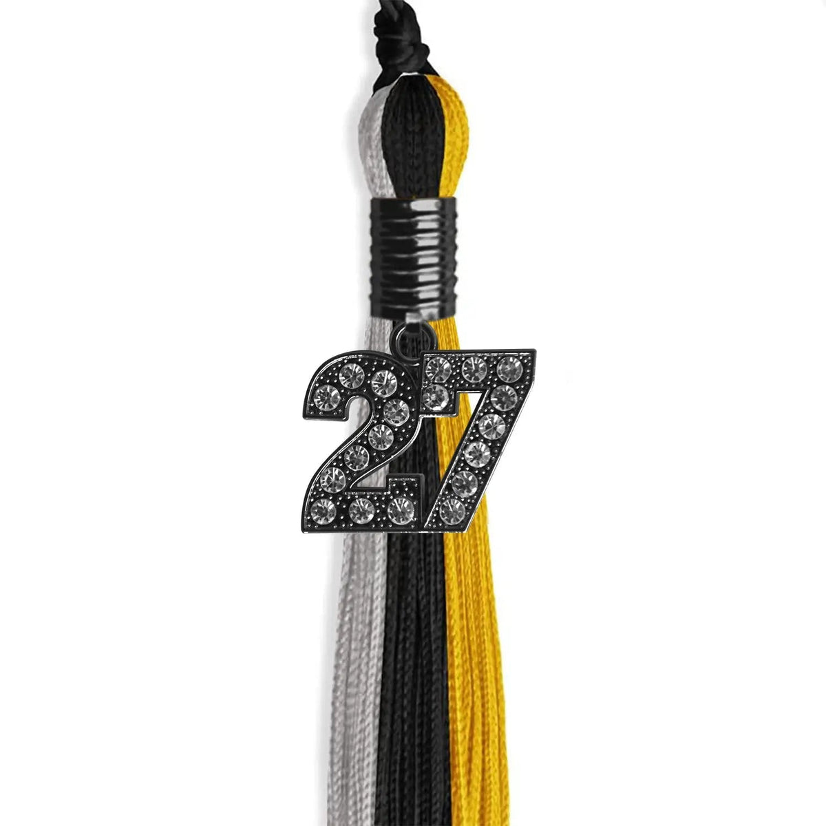 Black/Grey/Gold Graduation Tassel with Black Bling Charm - Endea Graduation