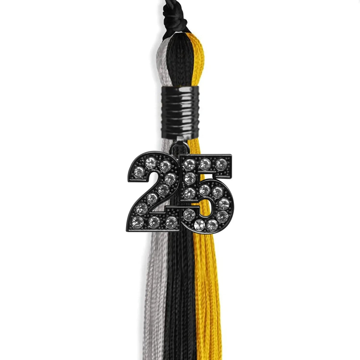 Black/Grey/Gold Graduation Tassel with Black Bling Charm - Endea Graduation