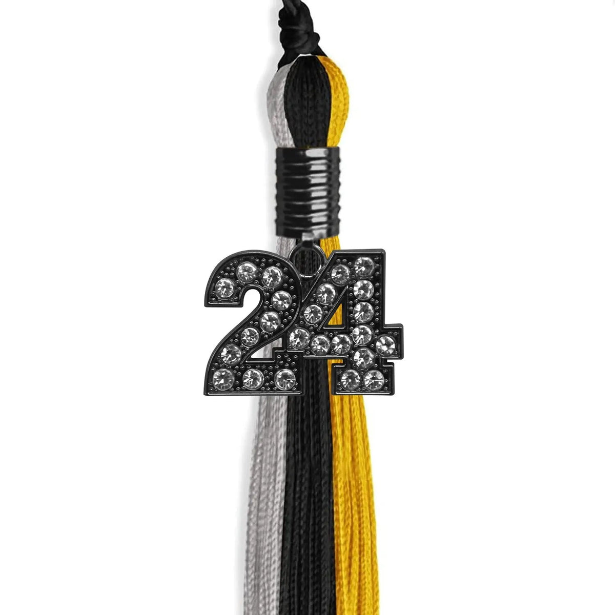 Black/Grey/Gold Graduation Tassel with Black Bling Charm - Endea Graduation