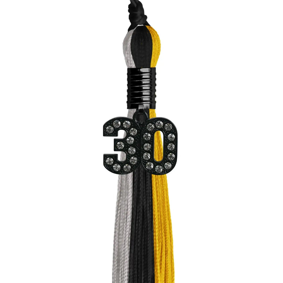 Black/Grey/Gold Graduation Tassel with Black Bling Charm - Endea Graduation