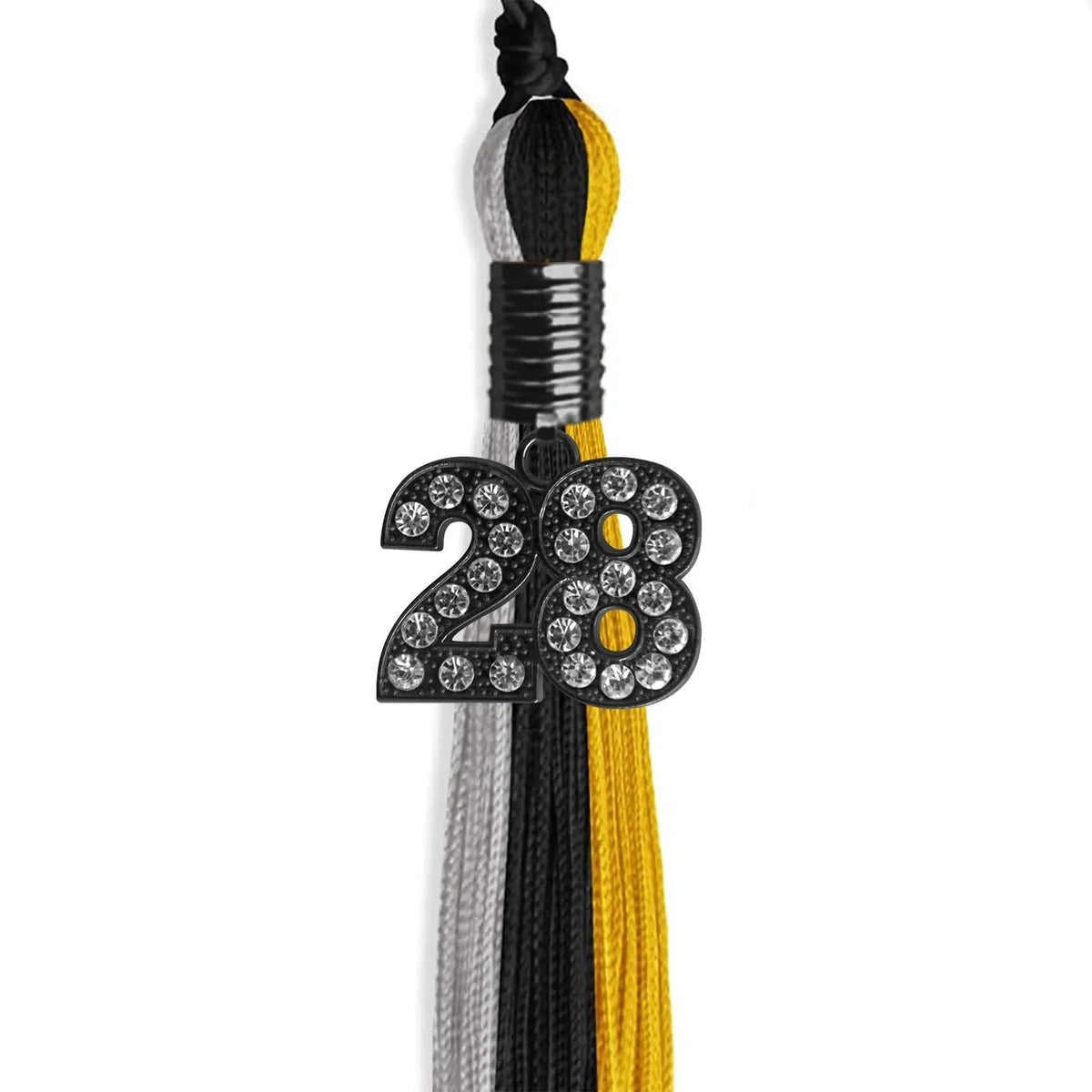 Black/Grey/Gold Graduation Tassel with Black Bling Charm - Endea Graduation