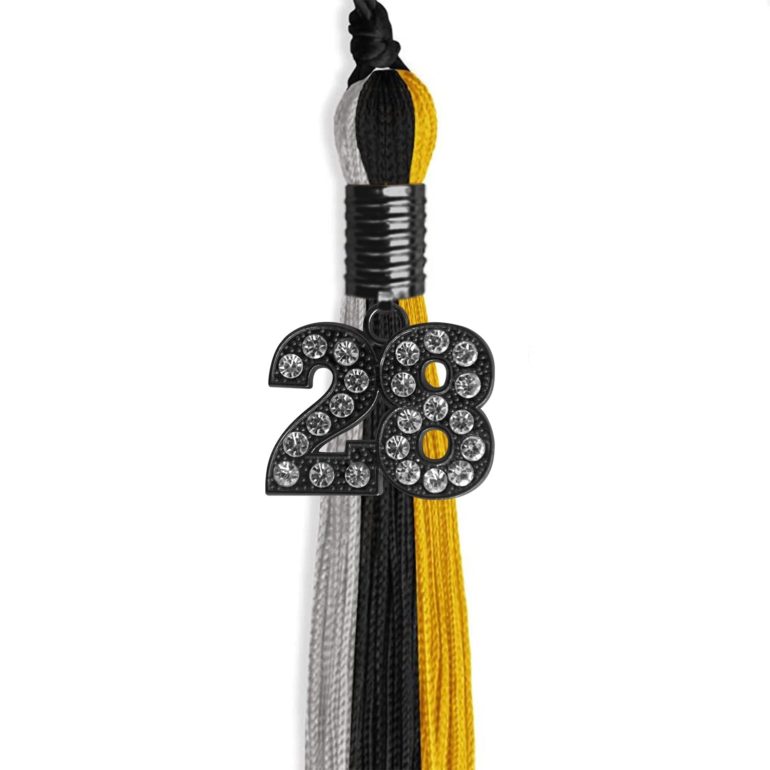 Black/Grey/Gold Graduation Tassel with Black Date Drop - Endea Graduation