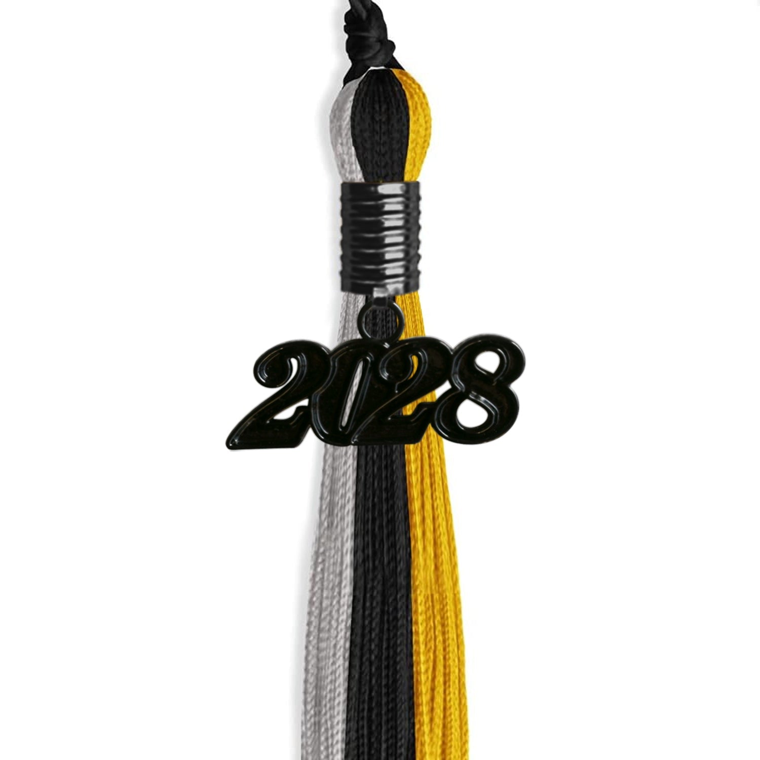 Black/Grey/Gold Graduation Tassel with Black Date Drop - Endea Graduation