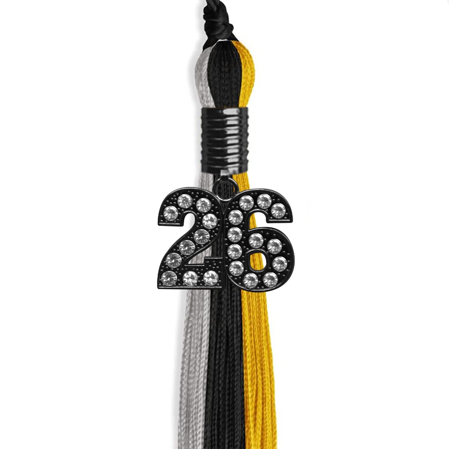 Black/Grey/Gold Graduation Tassel with Black Date Drop - Endea Graduation