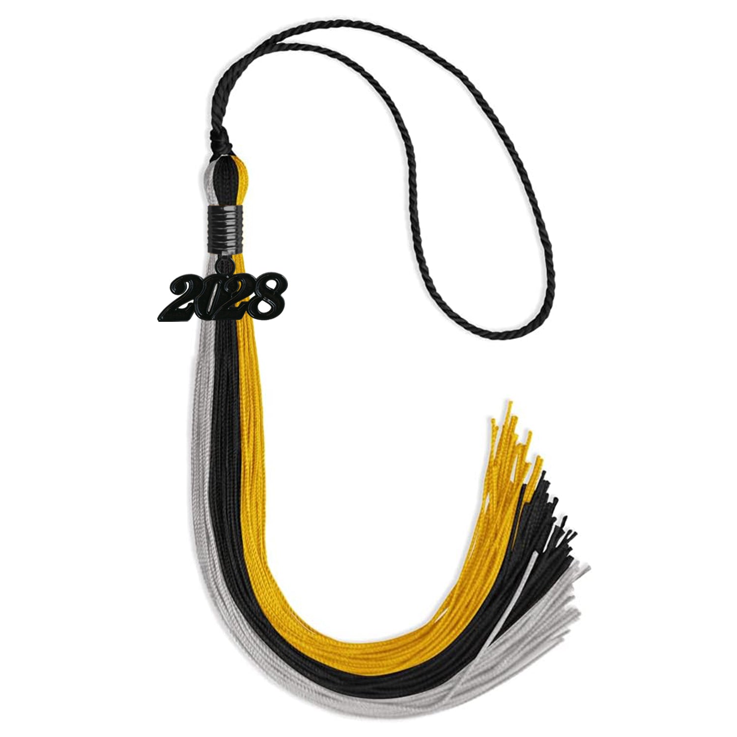 Black/Grey/Gold Graduation Tassel with Black Date Drop - Endea Graduation