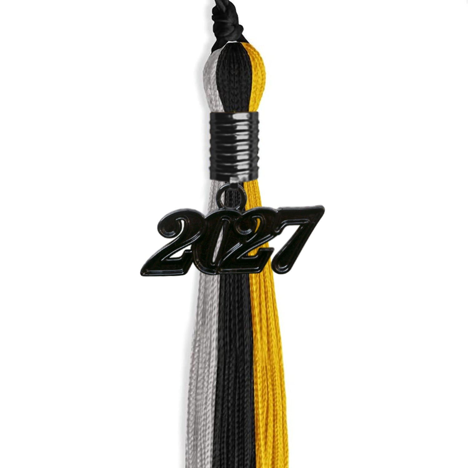 Black/Grey/Gold Graduation Tassel with Black Date Drop - Endea Graduation