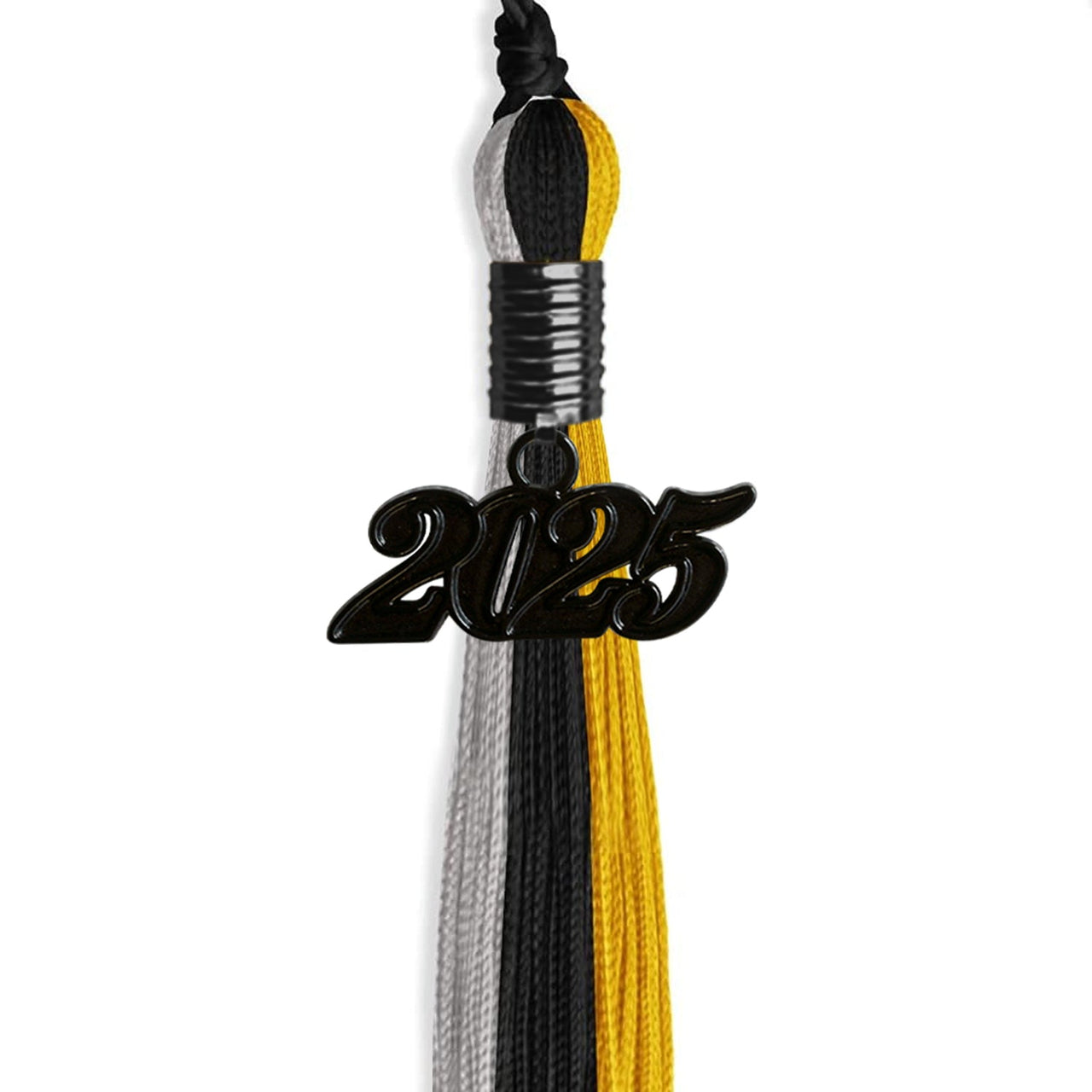 Black/Grey/Gold Graduation Tassel with Black Date Drop - Endea Graduation