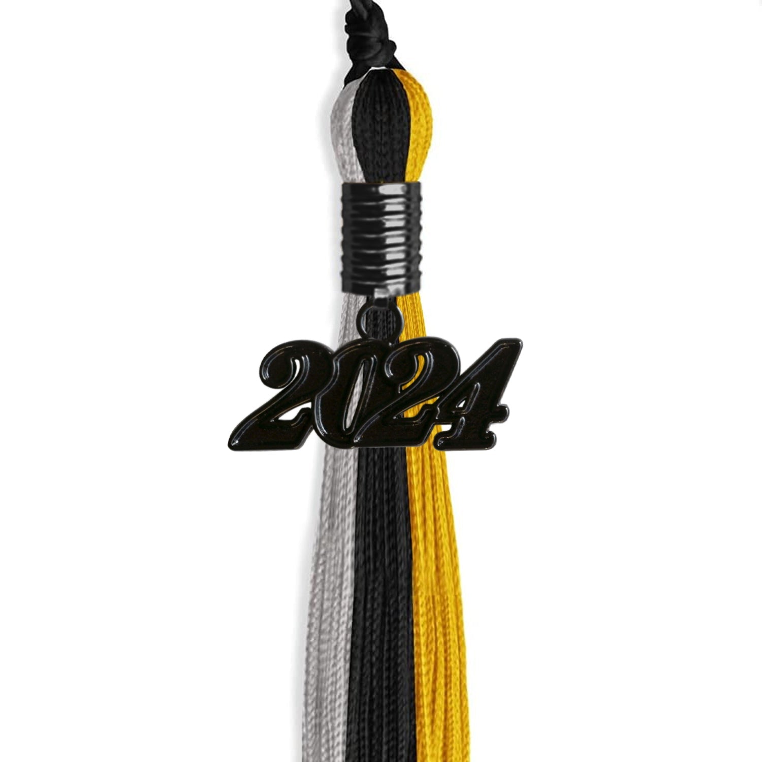 Black/Grey/Gold Graduation Tassel with Black Date Drop - Endea Graduation