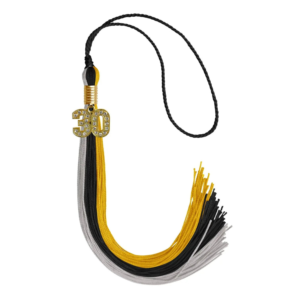 Black/Grey/Gold Graduation Tassel with Gold Bling Charm - Endea Graduation