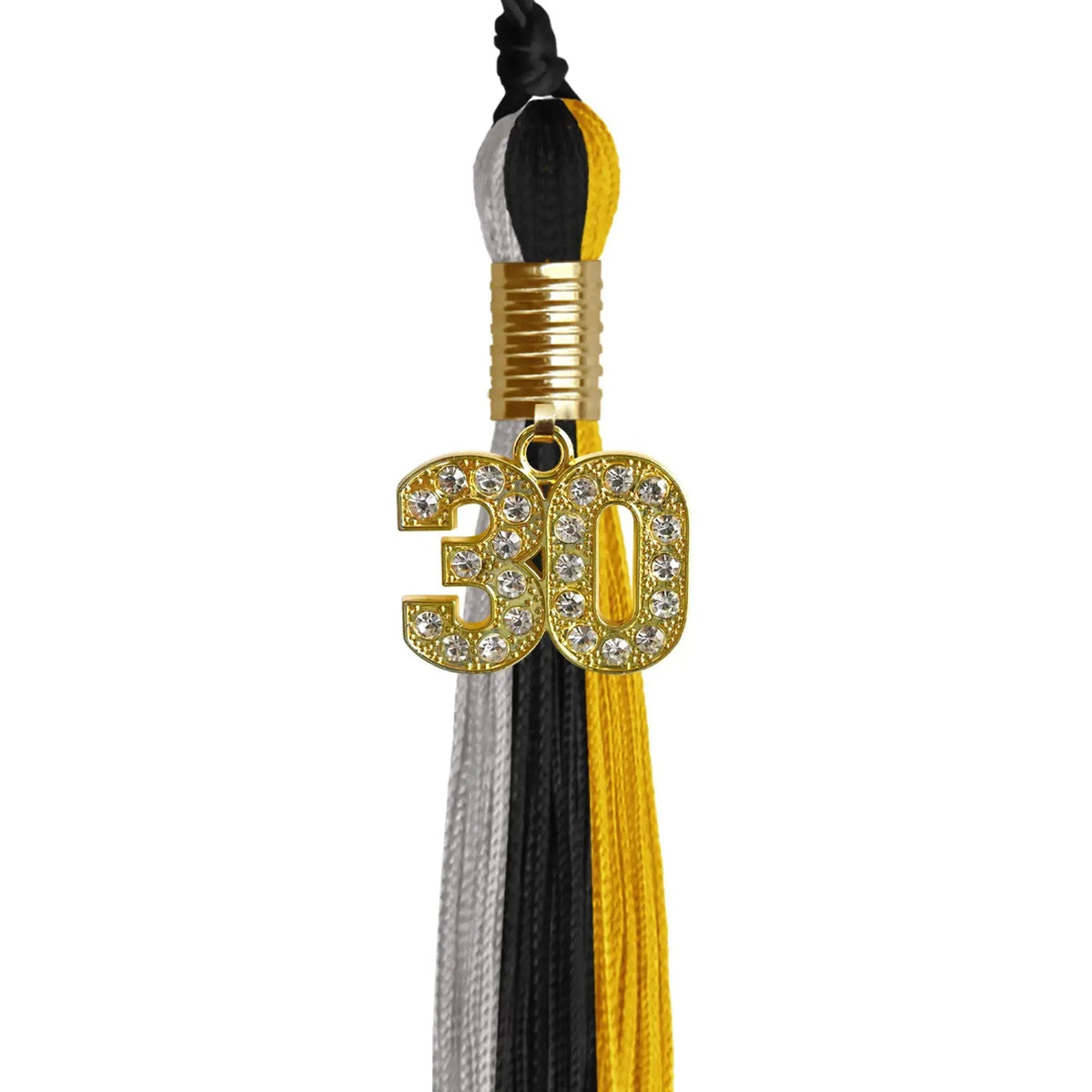 Black/Grey/Gold Graduation Tassel with Gold Bling Charm - Endea Graduation
