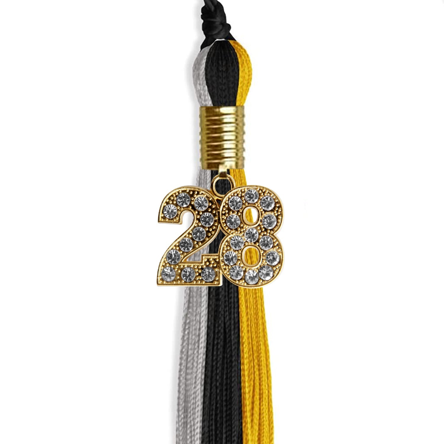 Black/Grey/Gold Graduation Tassel with Gold Date Drop - Endea Graduation