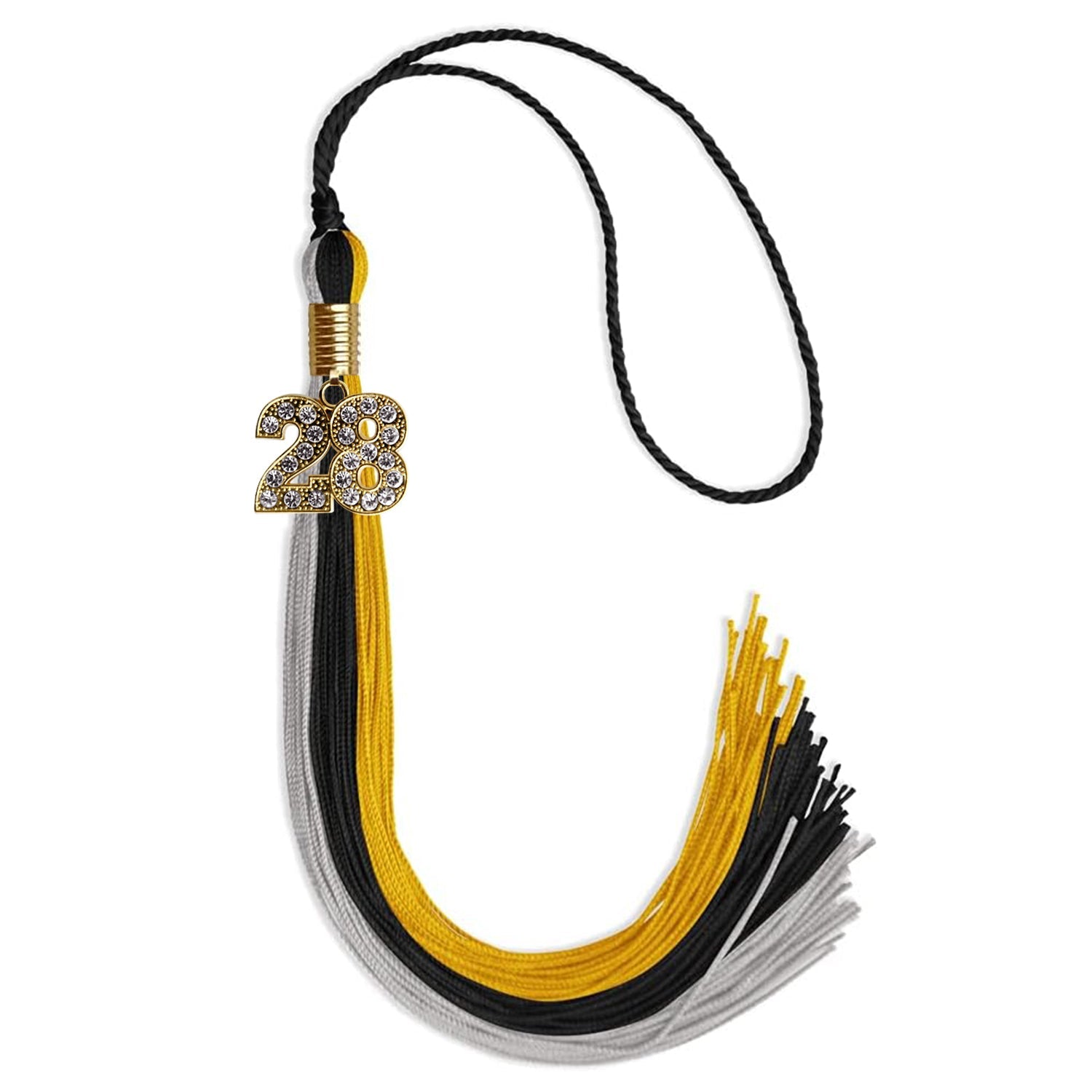 Black/Grey/Gold Graduation Tassel with Gold Date Drop - Endea Graduation