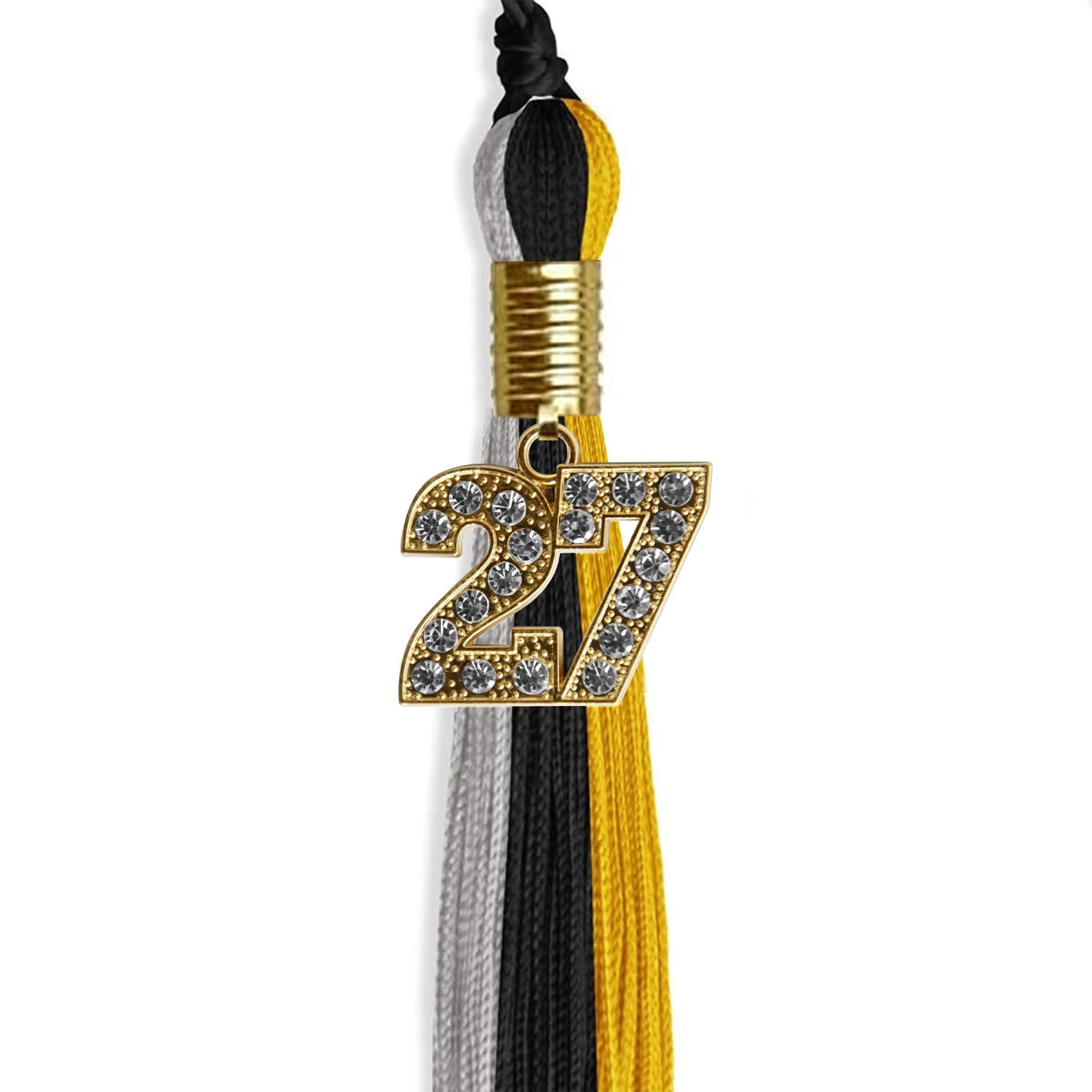 Black/Grey/Gold Graduation Tassel with Gold Date Drop - Endea Graduation