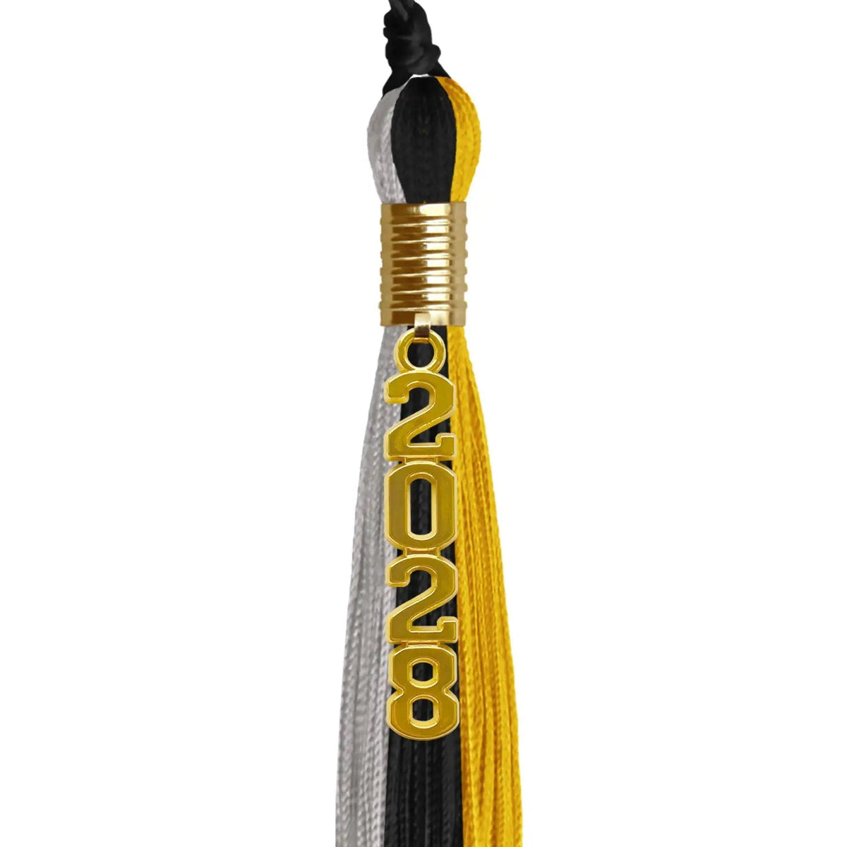 Black/Grey/Gold Graduation Tassel with Gold Stacked Date Drop - Endea Graduation