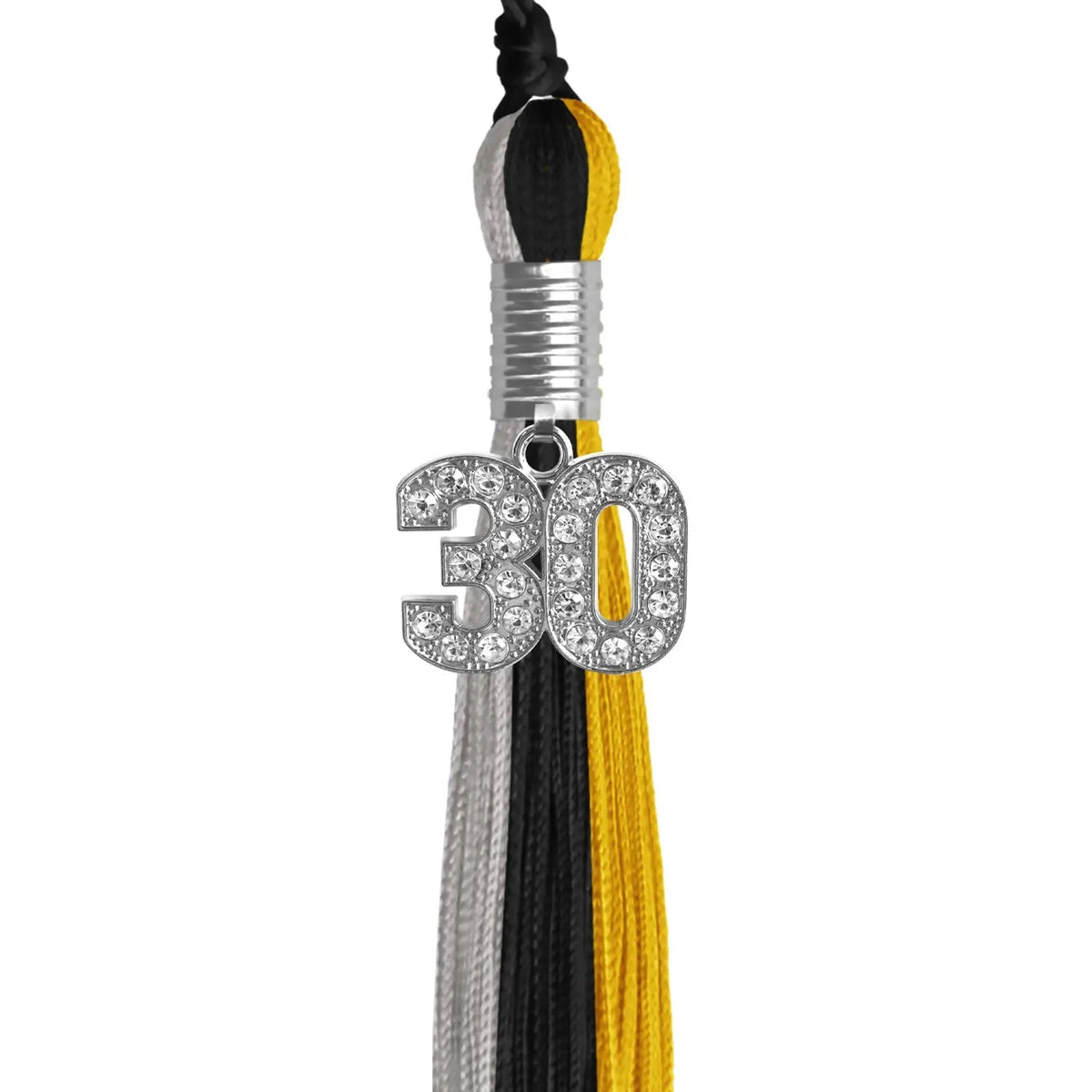 Black/Grey/Gold Graduation Tassel with Silver Bling Charm - Endea Graduation
