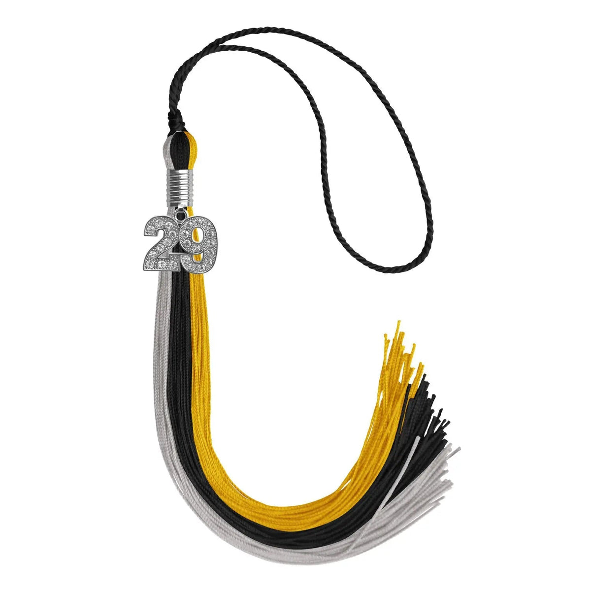 Black/Grey/Gold Graduation Tassel with Silver Bling Charm - Endea Graduation