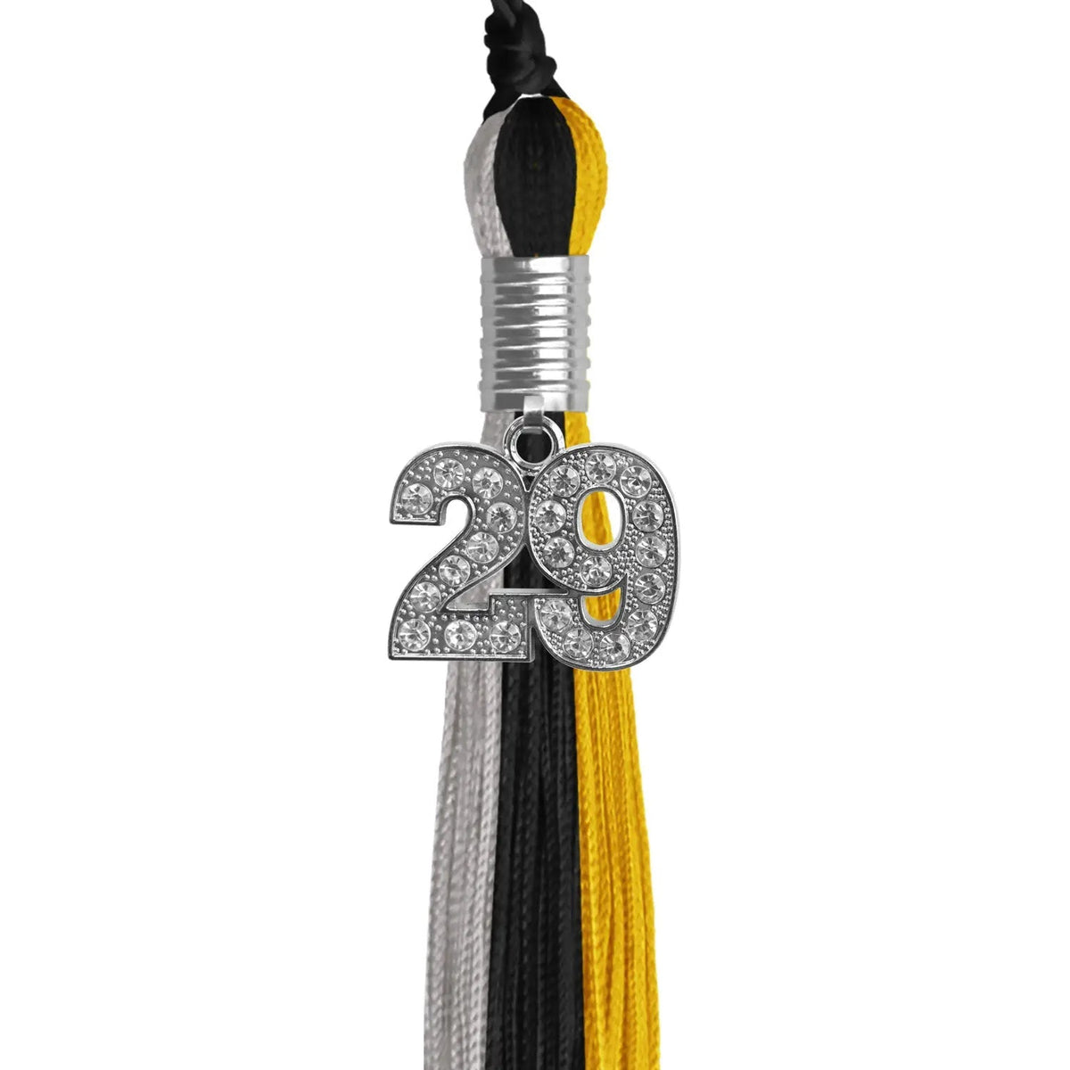 Black/Grey/Gold Graduation Tassel with Silver Bling Charm - Endea Graduation
