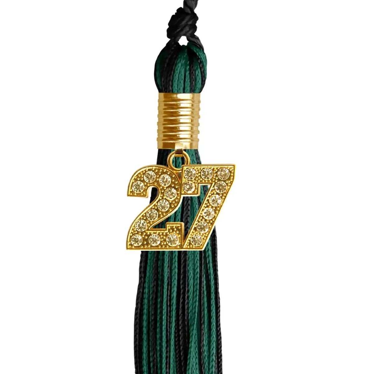 Black/Hunter Green Mixed Color Graduation Tassel with Gold Bling Charm - Endea Graduation