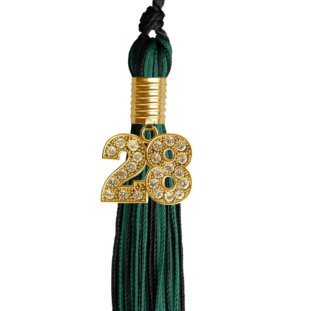 Black/Hunter Green Mixed Color Graduation Tassel with Gold Bling Charm - Endea Graduation