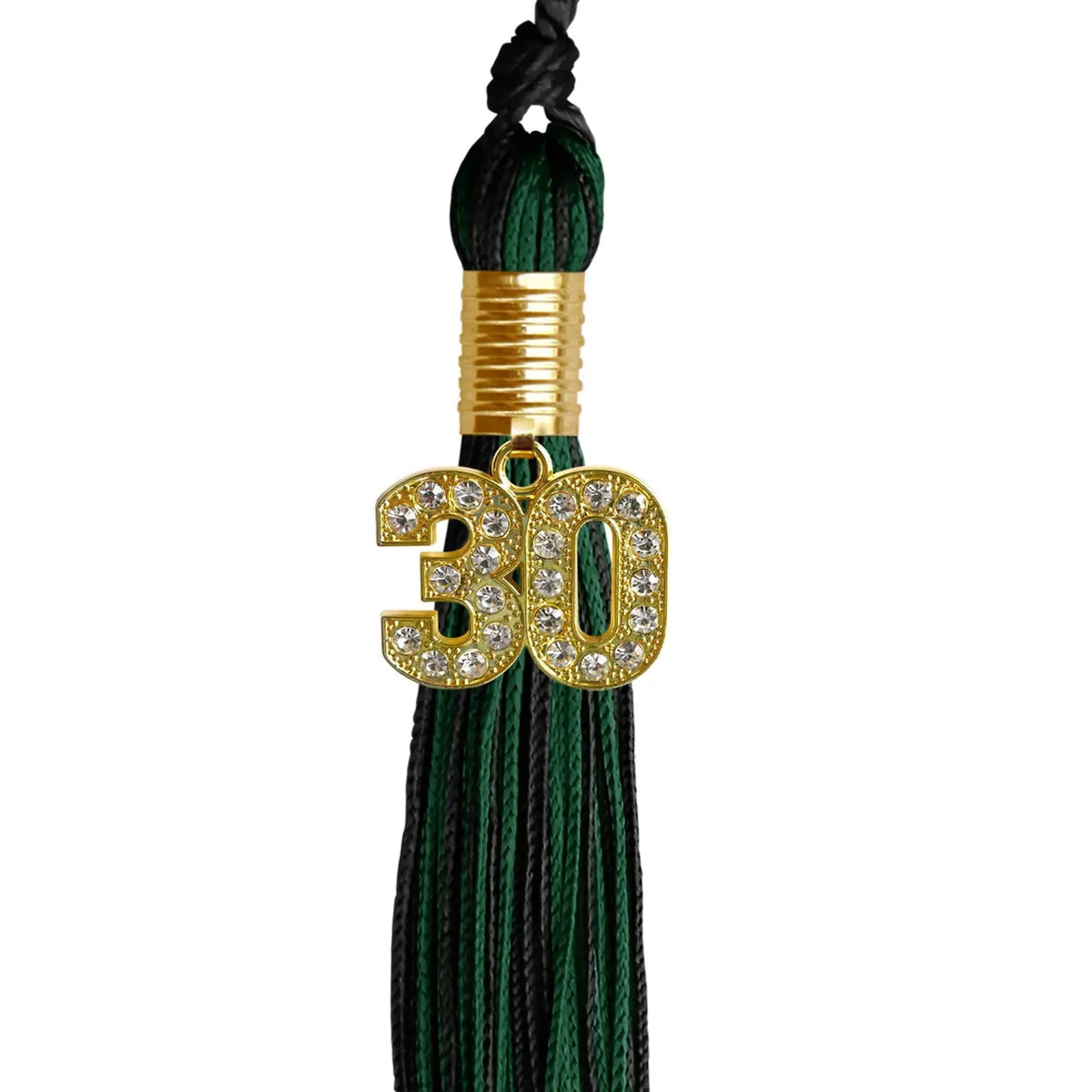 Black/Hunter Green Mixed Color Graduation Tassel with Gold Bling Charm - Endea Graduation