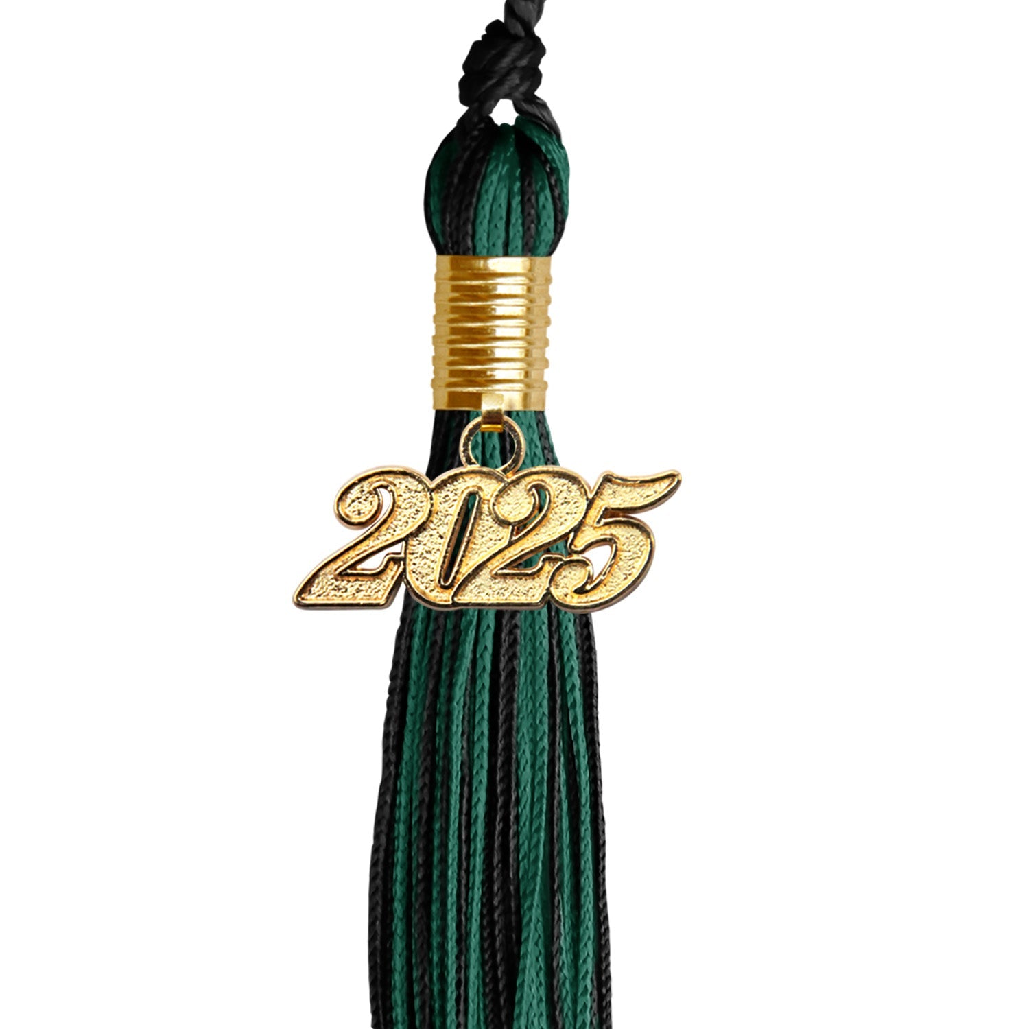 Black/Hunter Green Mixed Color Graduation Tassel with Gold Date Drop - Endea Graduation