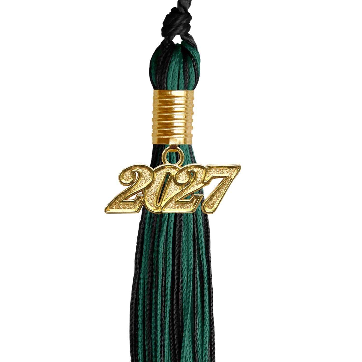 Black/Hunter Green Mixed Color Graduation Tassel with Gold Date Drop - Endea Graduation