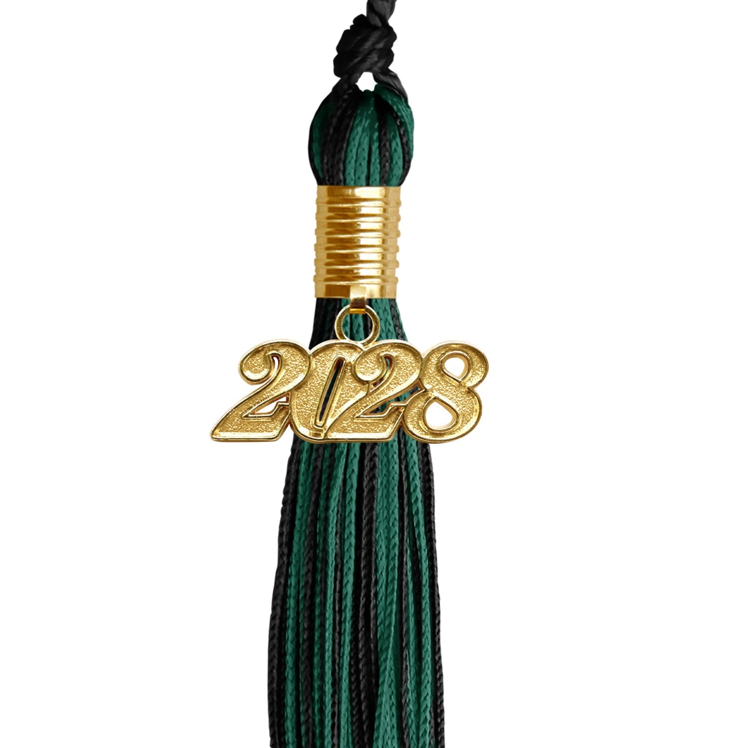 Black/Hunter Green Mixed Color Graduation Tassel with Gold Date Drop - Endea Graduation