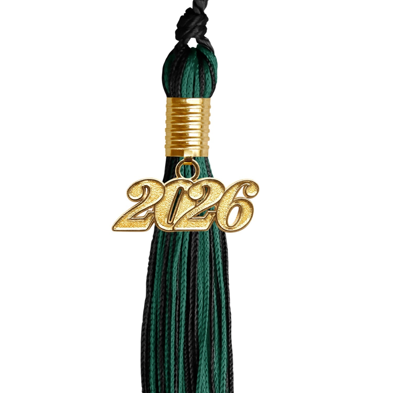 Black/Hunter Green Mixed Color Graduation Tassel with Gold Date Drop - Endea Graduation