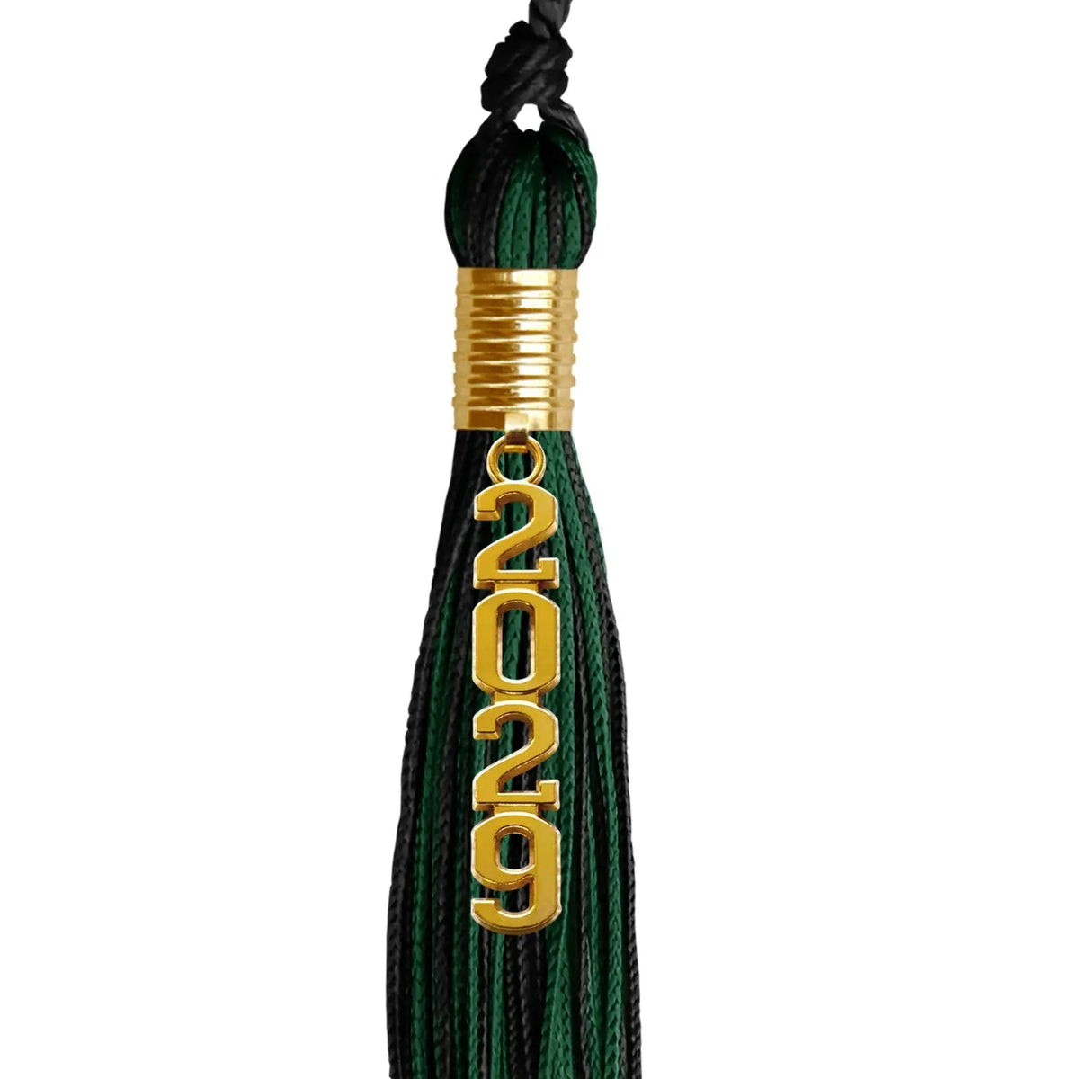 Black/Hunter Green Mixed Color Graduation Tassel with Gold Stacked Date Drop - Endea Graduation