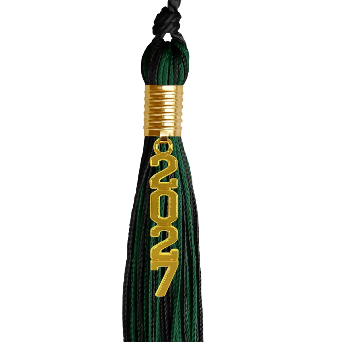 Black/Hunter Green Mixed Color Graduation Tassel with Gold Stacked Date Drop - Endea Graduation