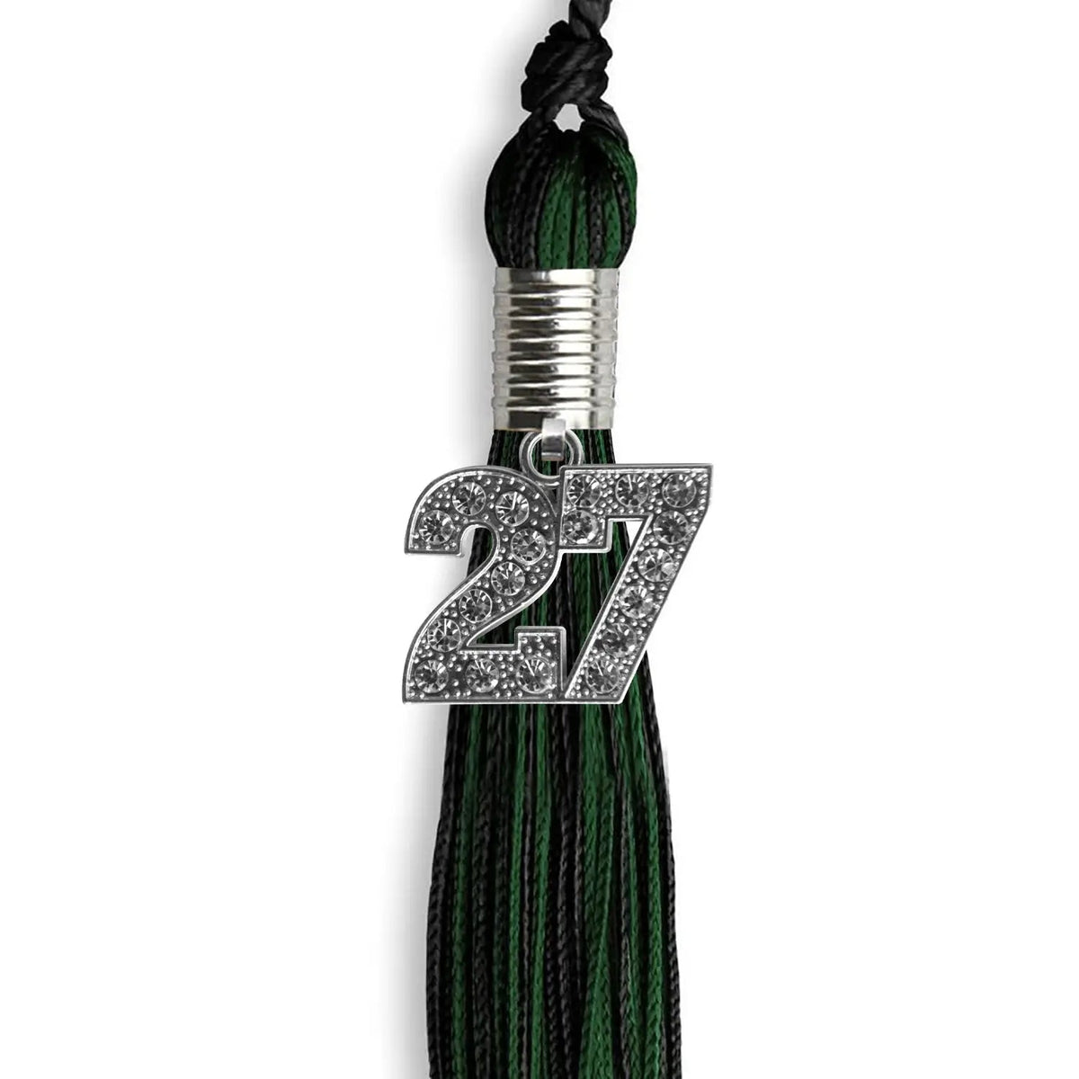 Black/Hunter Green Mixed Color Graduation Tassel with Silver Bling Charm - Endea Graduation