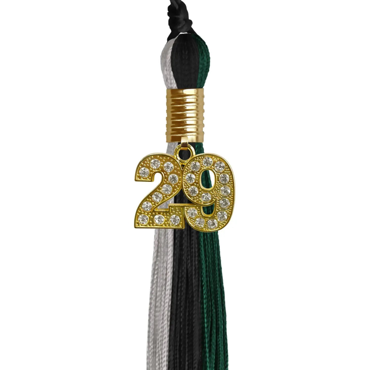 Black/Hunter Green/Silver Graduation Tassel with Gold Bling Charm - Endea Graduation