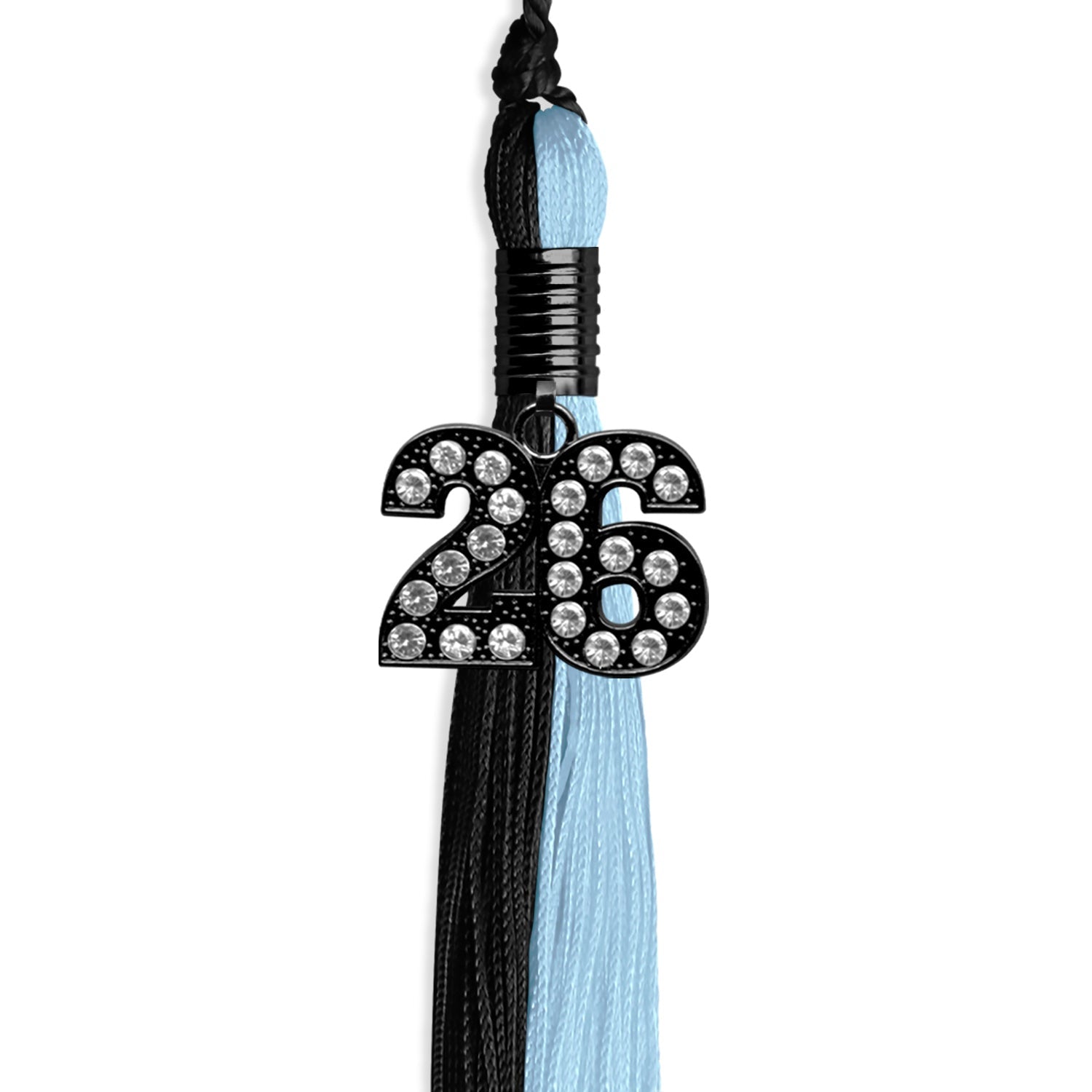 Black/Light Blue Graduation Tassel with Black Date Drop - Endea Graduation