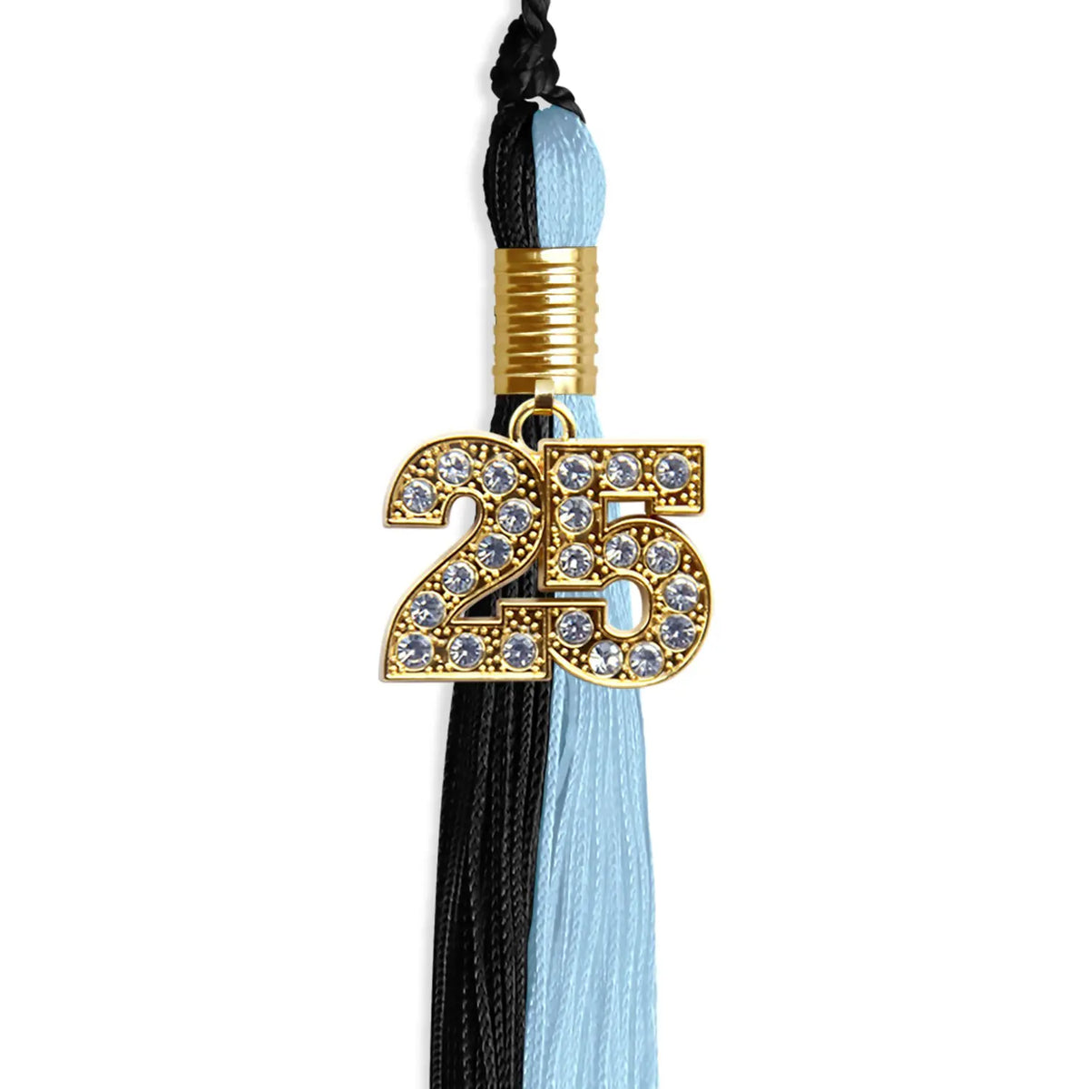 Black/Light Blue Graduation Tassel with Gold Bling Charm - Endea Graduation