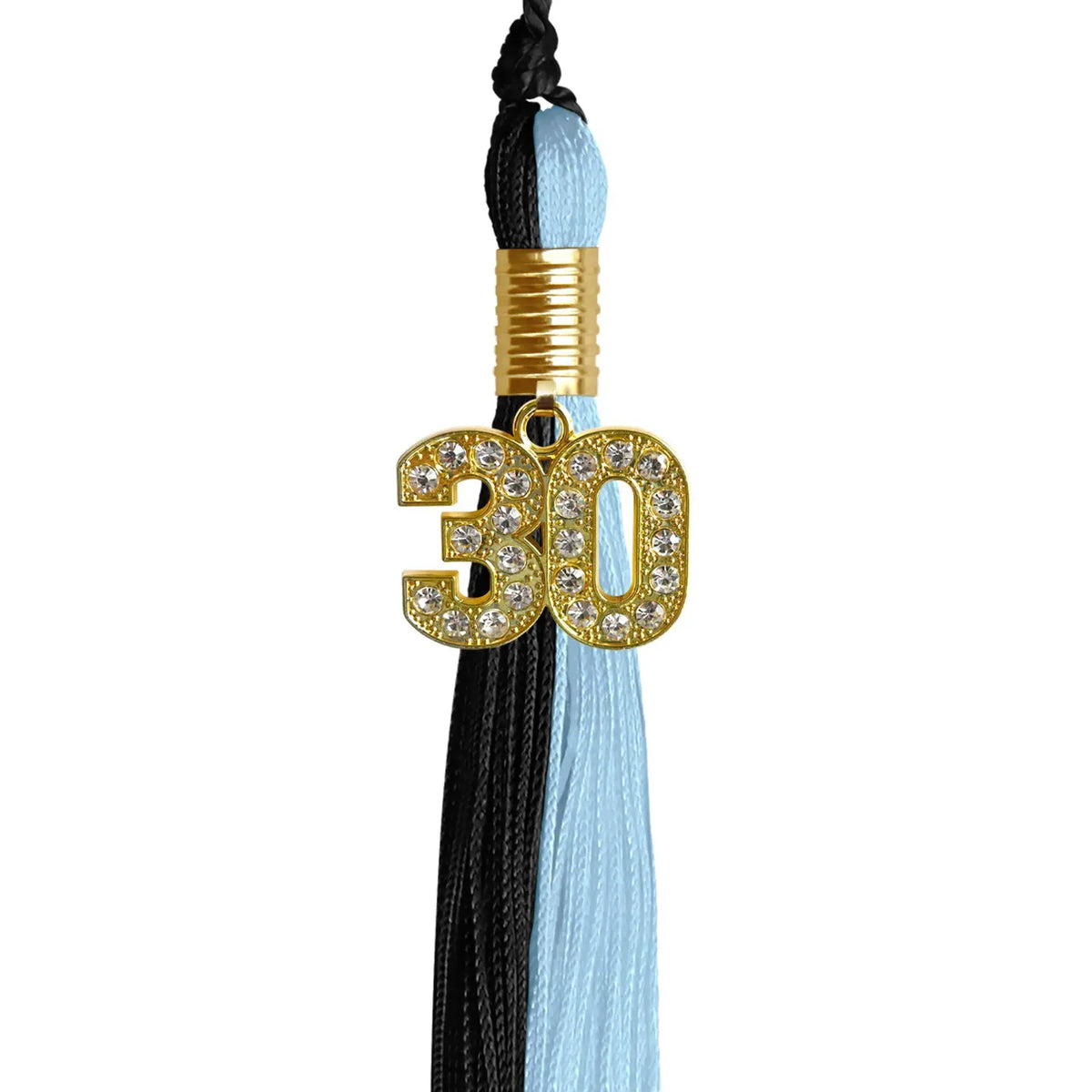 Black/Light Blue Graduation Tassel with Gold Bling Charm - Endea Graduation