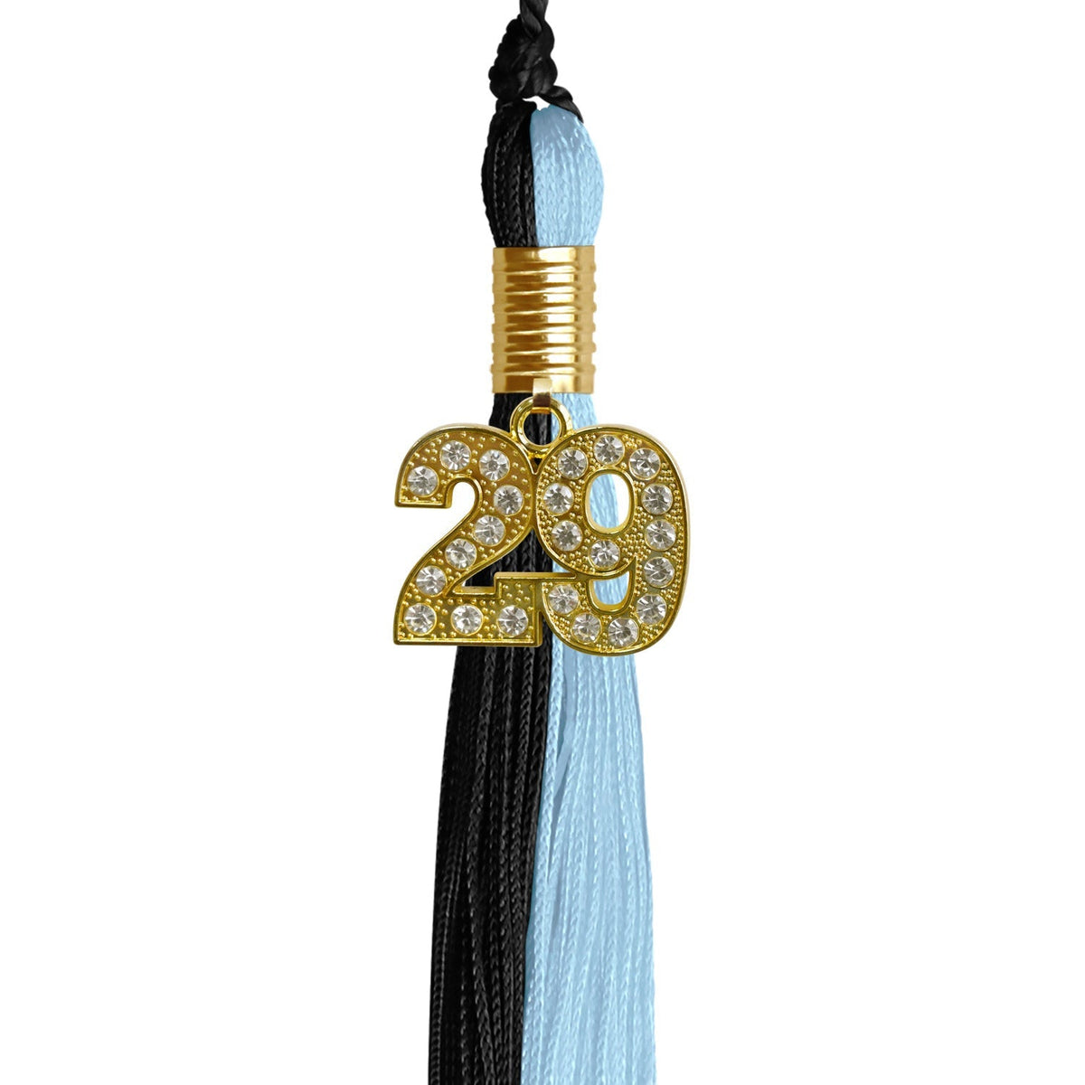 Black/Light Blue Graduation Tassel with Gold Bling Charm - Endea Graduation