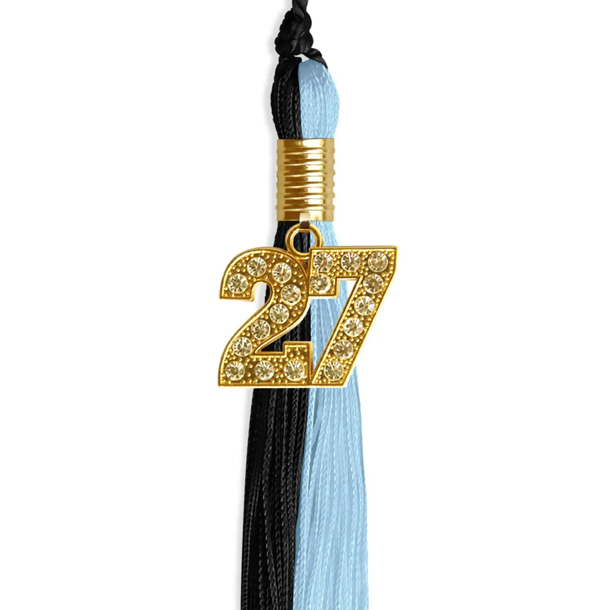 Black/Light Blue Graduation Tassel with Gold Bling Charm - Endea Graduation