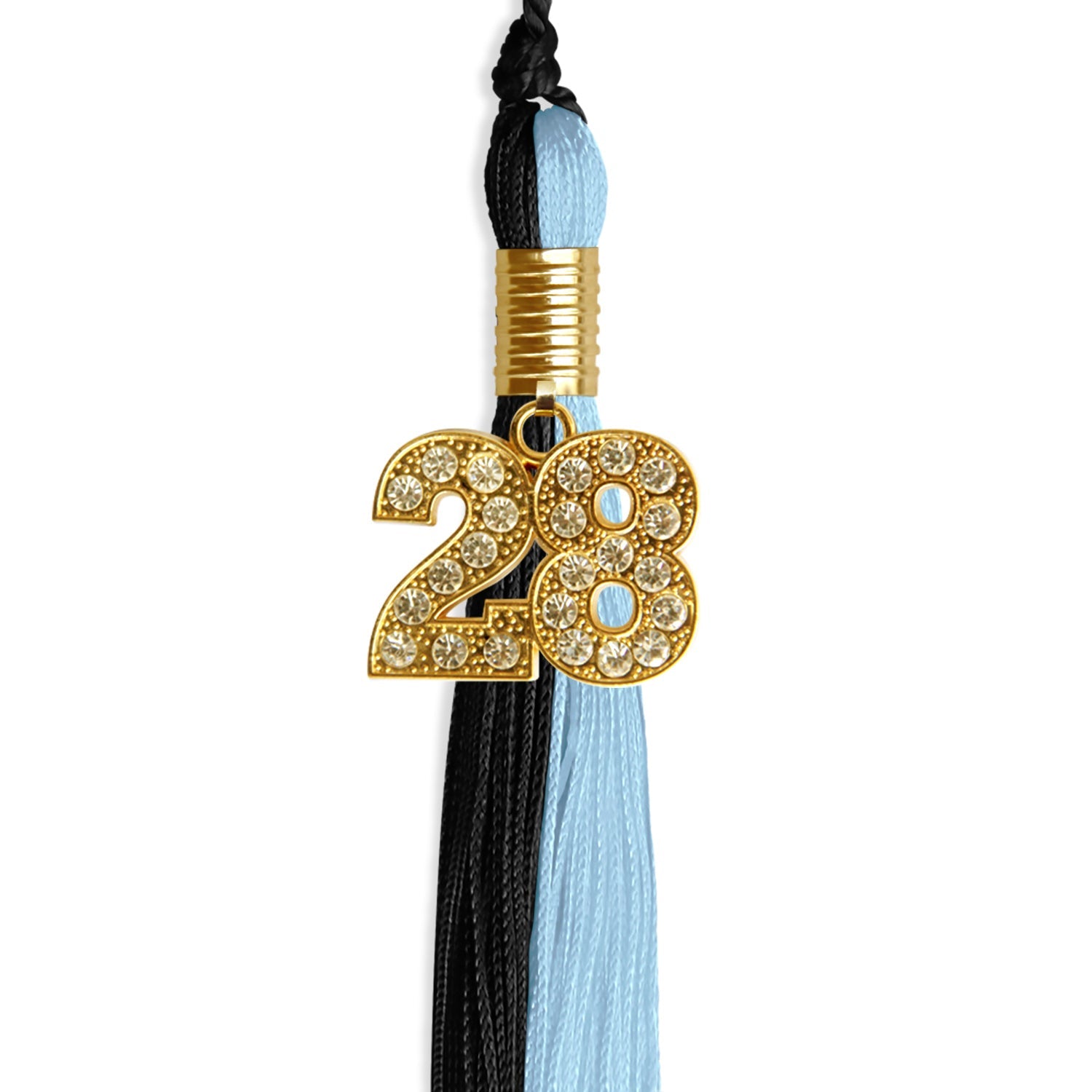 Black/Light Blue Graduation Tassel with Gold Date Drop - Endea Graduation