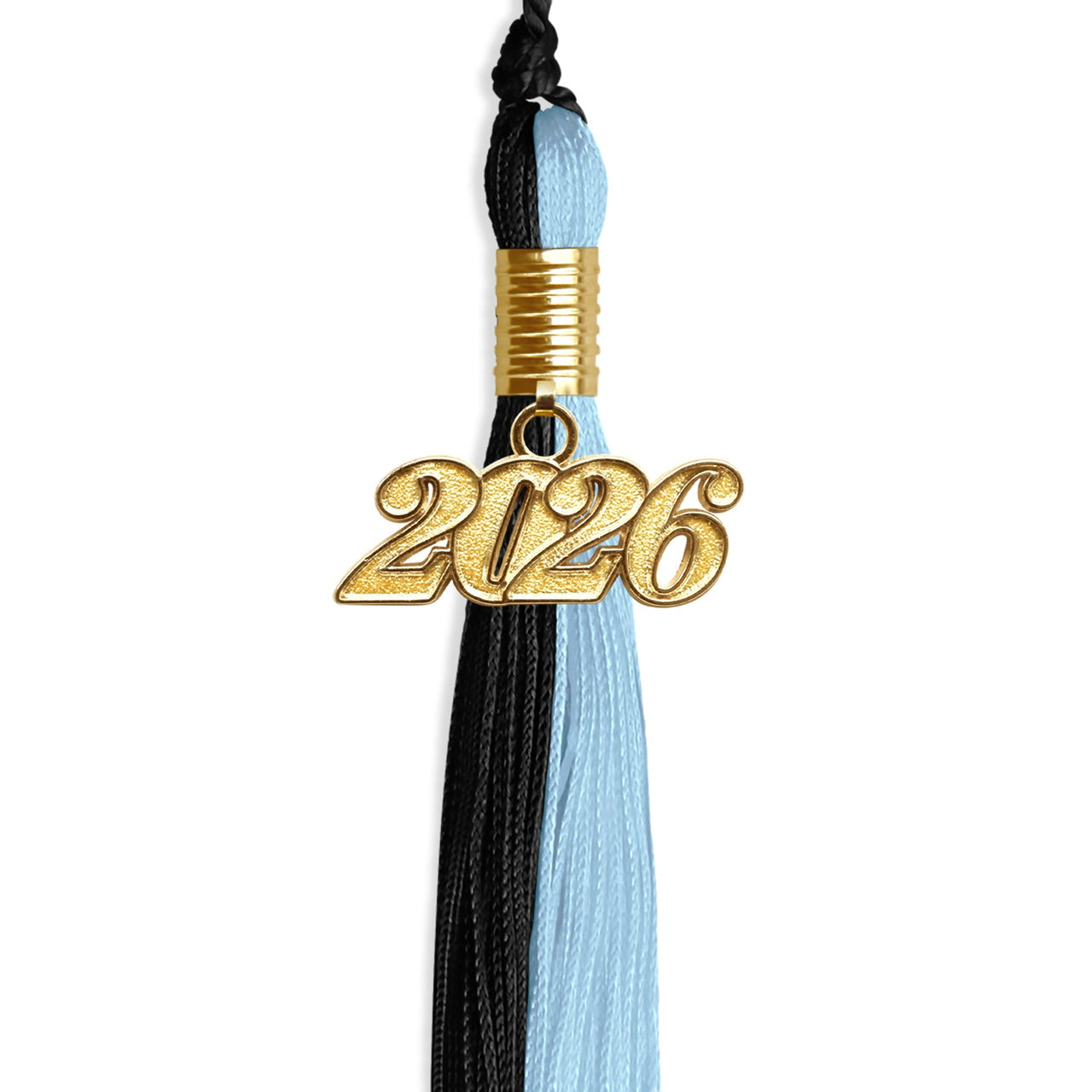 Black/Light Blue Graduation Tassel with Gold Date Drop - Endea Graduation
