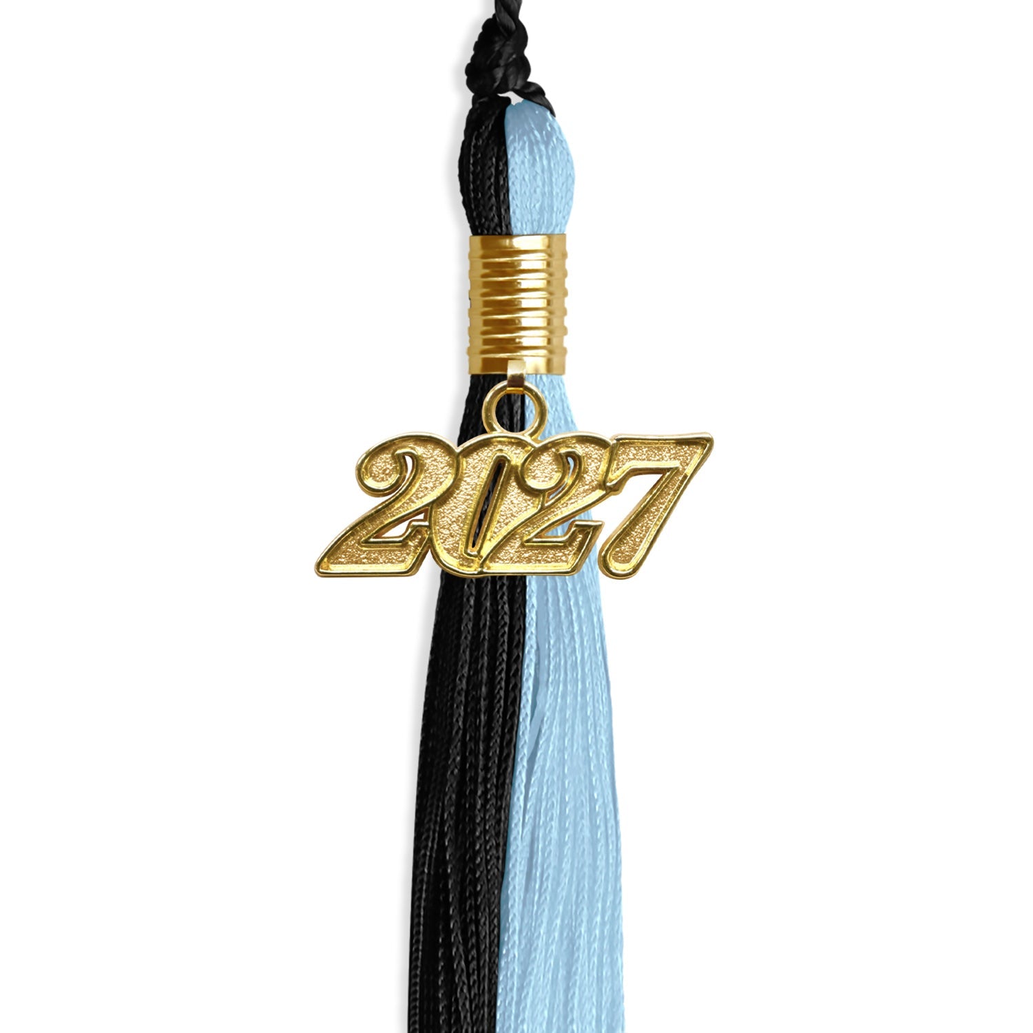 Black/Light Blue Graduation Tassel with Gold Date Drop - Endea Graduation