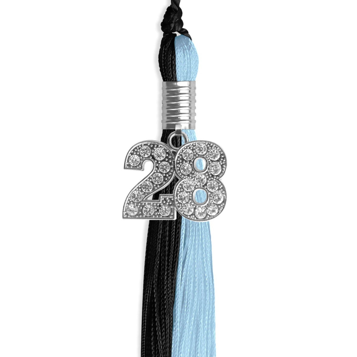 Black/Light Blue Graduation Tassel with Silver Bling Charm - Endea Graduation